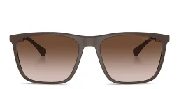 Shop Emporio Armani Rectangle Sunglasses in Brown online.