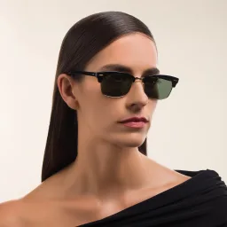 Shop Ray-Ban Rectangle Sunglasses in Black online.