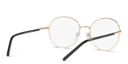 Shop PRADA Round Eyeglasses in Pale Gold/Black online.