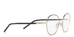 Shop PRADA Round Eyeglasses in Pale Gold/Black online.