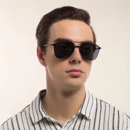 Shop GIORGIO ARMANI Square Sunglasses in Matte Black online.