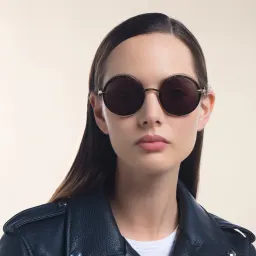 Shop BVLGARI Rimless Round Sunglasses in Pink Gold online.