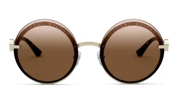 Shop BVLGARI Rimless Round Sunglasses in Pale Gold online.