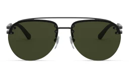 Shop BVLGARI Wide Aviator Sunglasses in Matte Black online.
