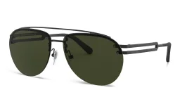 Shop BVLGARI Wide Aviator Sunglasses in Matte Black online.
