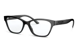 Shop PRADA Rectangle Eyeglasses in Black online.