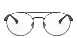 Shop Emporio Armani Round Eyeglasses in Black online.