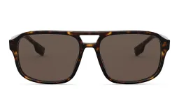 Shop BURBERRY Square Sunglasses in Dark Havana online.