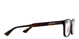 Shop GUCCI Wide Rectangle Eyeglasses in Havana online.