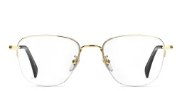 Shop DAVID BECKHAM Half Rim Square Eyeglasses in Gold Black online.