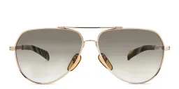 Shop DAVID BECKHAM Wide Aviator Sunglasses in Gold Horn online.