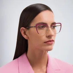 Shop EYE'M Wide Cat Eye Eyeglasses in Red online.