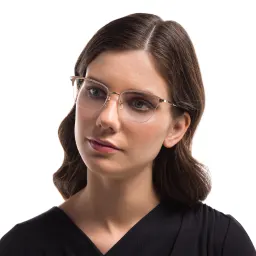 Shop EYE'M Half Rim Cat Eye Eyeglasses in Nude online.