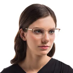 Shop EYE'M Half Rim Cat Eye Eyeglasses in Nude online.