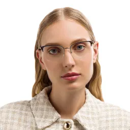 Shop EYE'M Half Rim Cat Eye Eyeglasses in Black online.