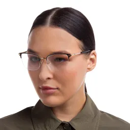 Shop EYE'M Half Rim Cat Eye Eyeglasses in Black online.