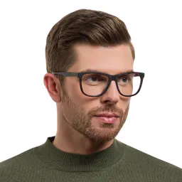 Shop EYE'M Wide Square Eyeglasses in Havana online.