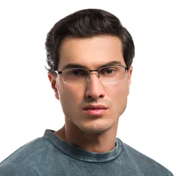 Shop EYE'M Half Rim Rectangle Eyeglasses in Black online.