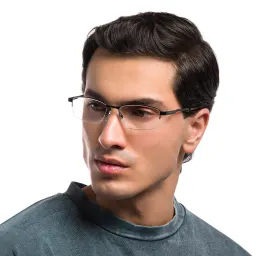 Shop EYE'M Half Rim Rectangle Eyeglasses in Black online.