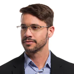 Shop EYE'M Half Rim Rectangle Eyeglasses in Silver online.