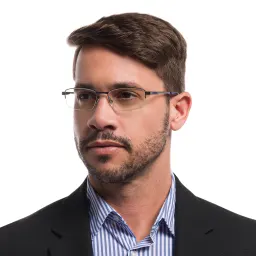 Shop EYE'M Half Rim Rectangle Eyeglasses in Gunmetal online.