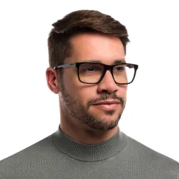 Shop EYE'M Rectangle Eyeglasses in Shiny Black online.