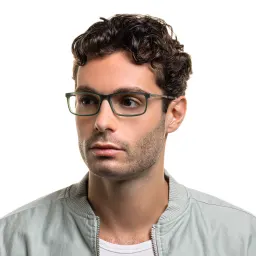 Shop EYE'M Wide Rectangle Eyeglasses in Green online.