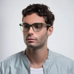 Shop EYE'M Square Eyeglasses in Green online.