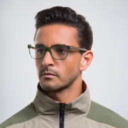 Shop EYE'M Rectangle Eyeglasses in Green online.