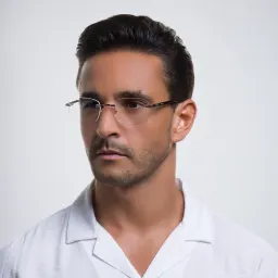 Shop EYE'M Rimless Rectangle Eyeglasses in Gold online.