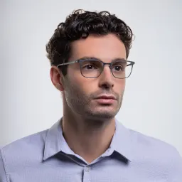 Shop EYE'M Rectangle Eyeglasses in Gunmetal online.