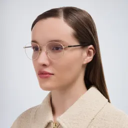 Shop EYE'M Round Eyeglasses in Gold online.