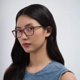 Shop EYE'M Rectangle Eyeglasses in Havana online.