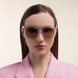 Shop EYE'M Square Sunglasses in Nude online.