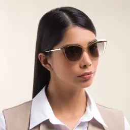 Shop EYE'M Cat Eye Sunglasses in Beige online.