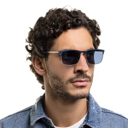 Shop EYE'M Rectangle Sunglasses in Blue online.
