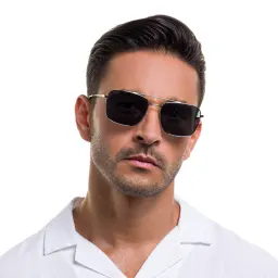 Shop EYE'M Unisex Square Sunglasses in Silver online.