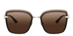 Shop BVLGARI Square Sunglasses in Pale Gold online.