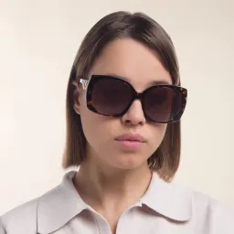 Shop Dolce & Gabbana Wide Square Sunglasses in Havana online.