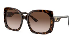 Shop Dolce & Gabbana Wide Square Sunglasses in Havana online.