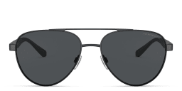 Shop Emporio Armani Aviator Sunglasses in Matte Black online.