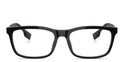 Shop BURBERRY Vintage Check Wide Rectangle Eyeglasses in Black online.