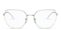 Shop PRADA Wide Irregular Eyeglasses in Pale Gold online.