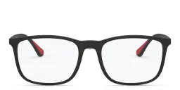 Shop Emporio Armani Rectangle Eyeglasses in Matte Black online.