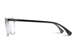 Shop Emporio Armani Rectangle Eyeglasses in Shiny Transparent Grey online.
