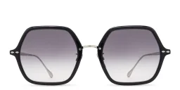 Shop ISABEL MARANT Irregular Sunglasses in Black & Silver online.