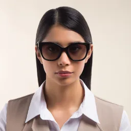 Shop PRADA Square Sunglasses in Black online.