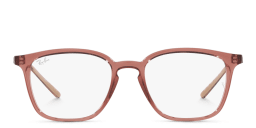 Shop Ray-Ban Logo Signature Unisex Square Eyeglasses in Transparent light brown online.