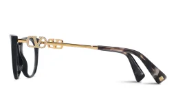 Shop VALENTINO Rhinestone V Logo Cat-Eye Eyeglasses in Black online.