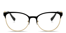 Shop VERSACE Medusa Cat-Eye Eyeglasses in Black On Gold online.